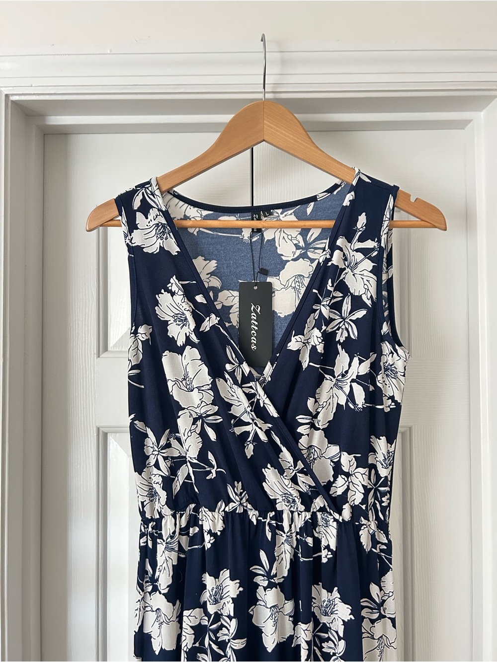 Sleeveless Navy Floral Maxi Dress
